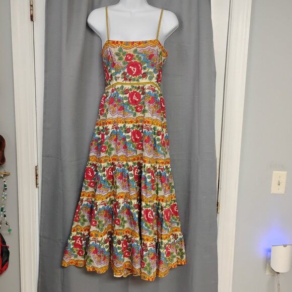 ❤️SOULEIADO CHARLES DEMERY Made in France Boho Spaghetti Strap Cotton Dress XS - Picture 1 of 10